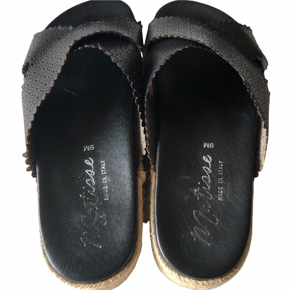 MATISSE Leather Sandals Espadrilles Sz 9M Black - Picture 6 of 10